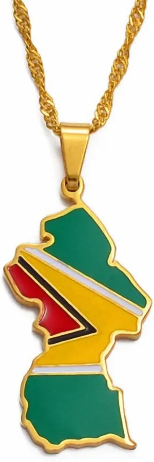 Colorful Flags Nigeria Ghana Jamaica Maps Stainless Steel Enamel Pendant Necklace