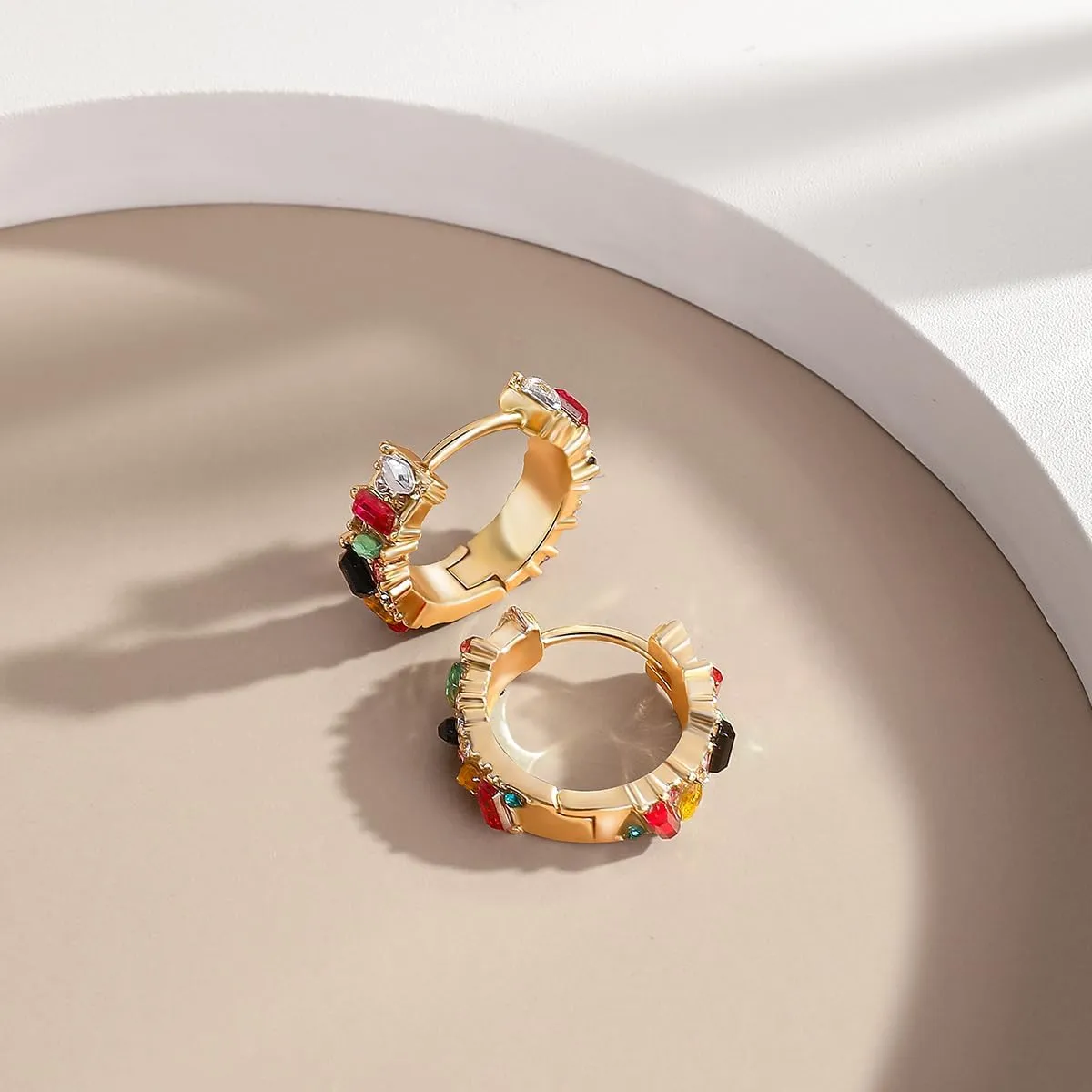 Colorful Hoop Earrings, Sparkly Crystal Cubic Zirconia Hoop Earrings for Women Hypoallergenic Small Hoop Earrings for Birthday Jewelry