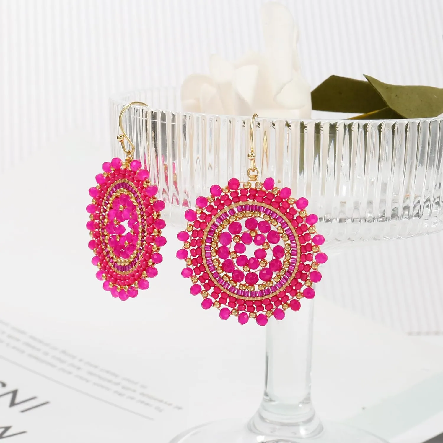 Colorful Summer Beaded Earrings For Women Crystals Glass Bead Dangle Drop Bohemia Earrings Statement Earrings For Women