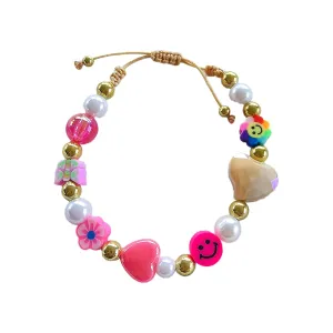 Colorful Summer Bracelet for Women, Girls, Teens, Friendship Bracelet with Heart Charms