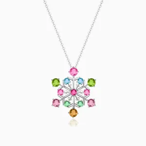 Colorful Tourmaline Necklace in White Gold