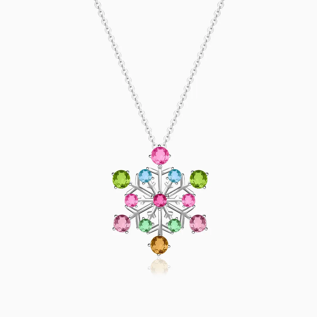 Colorful Tourmaline Necklace in White Gold