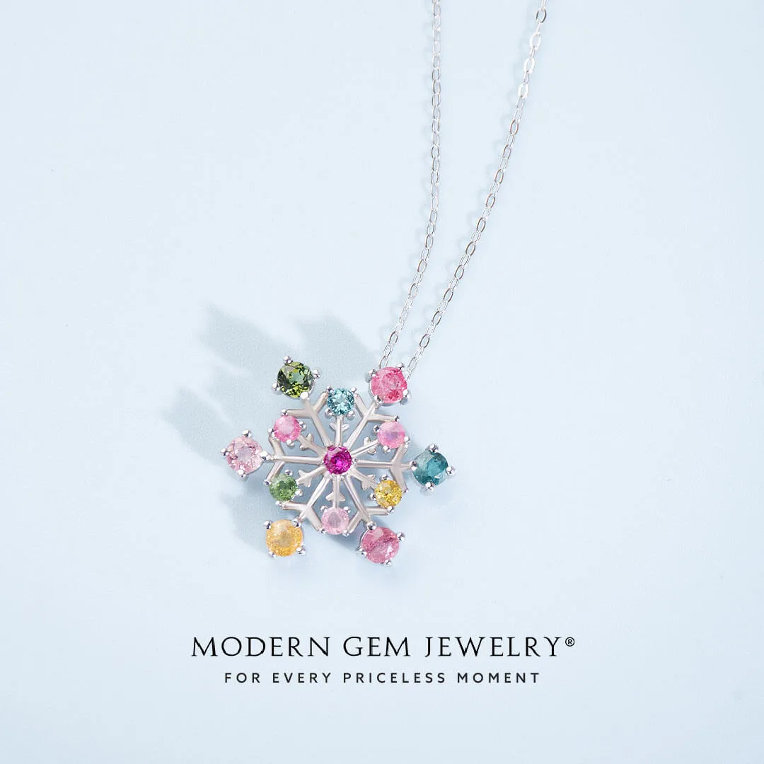 Colorful Tourmaline Necklace in White Gold