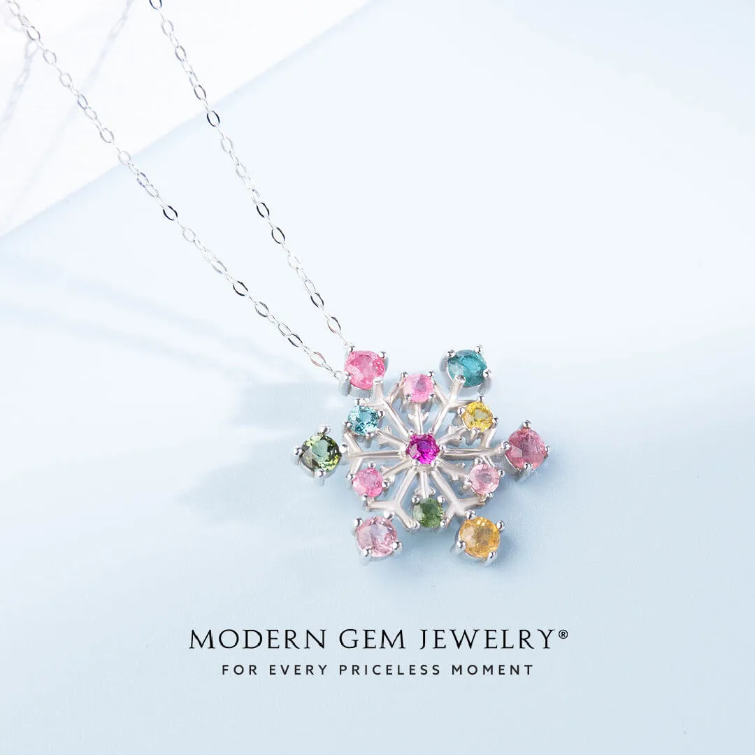 Colorful Tourmaline Necklace in White Gold