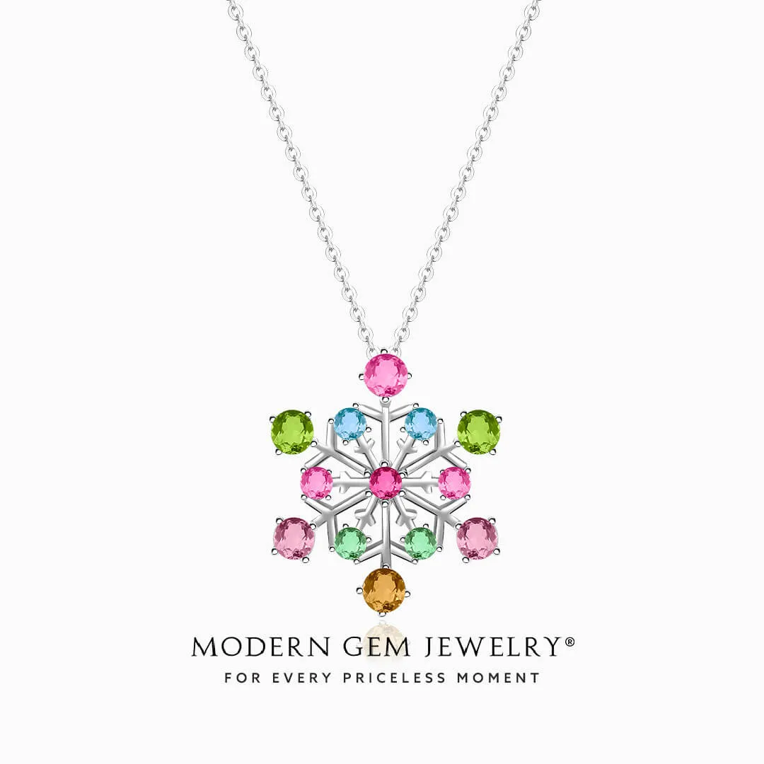 Colorful Tourmaline Necklace in White Gold