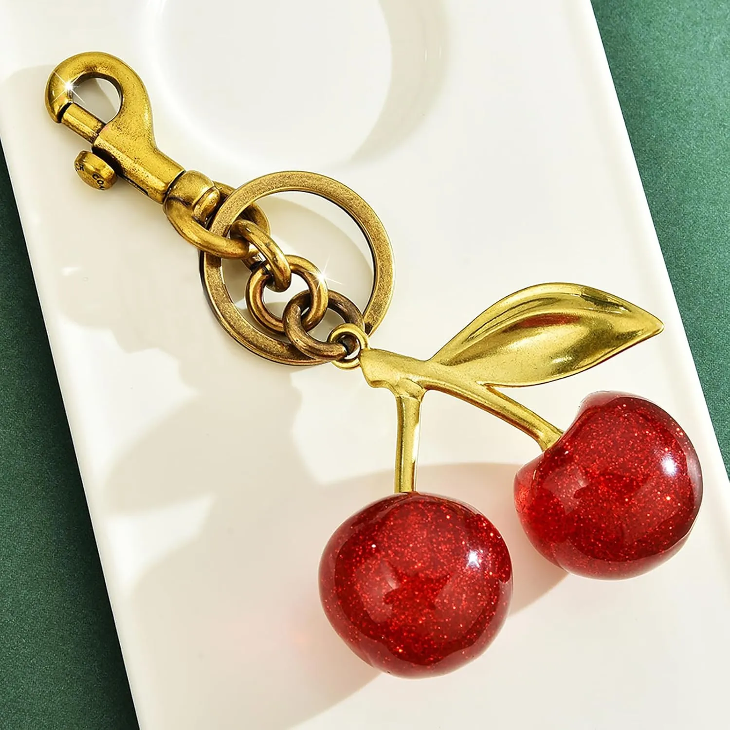 COOLANS 2 pairs Cherry Keychain Bag Charms,Car Key Ring Charm,Cute Novelty Keychains,Handbag Purse Key chains for Woman