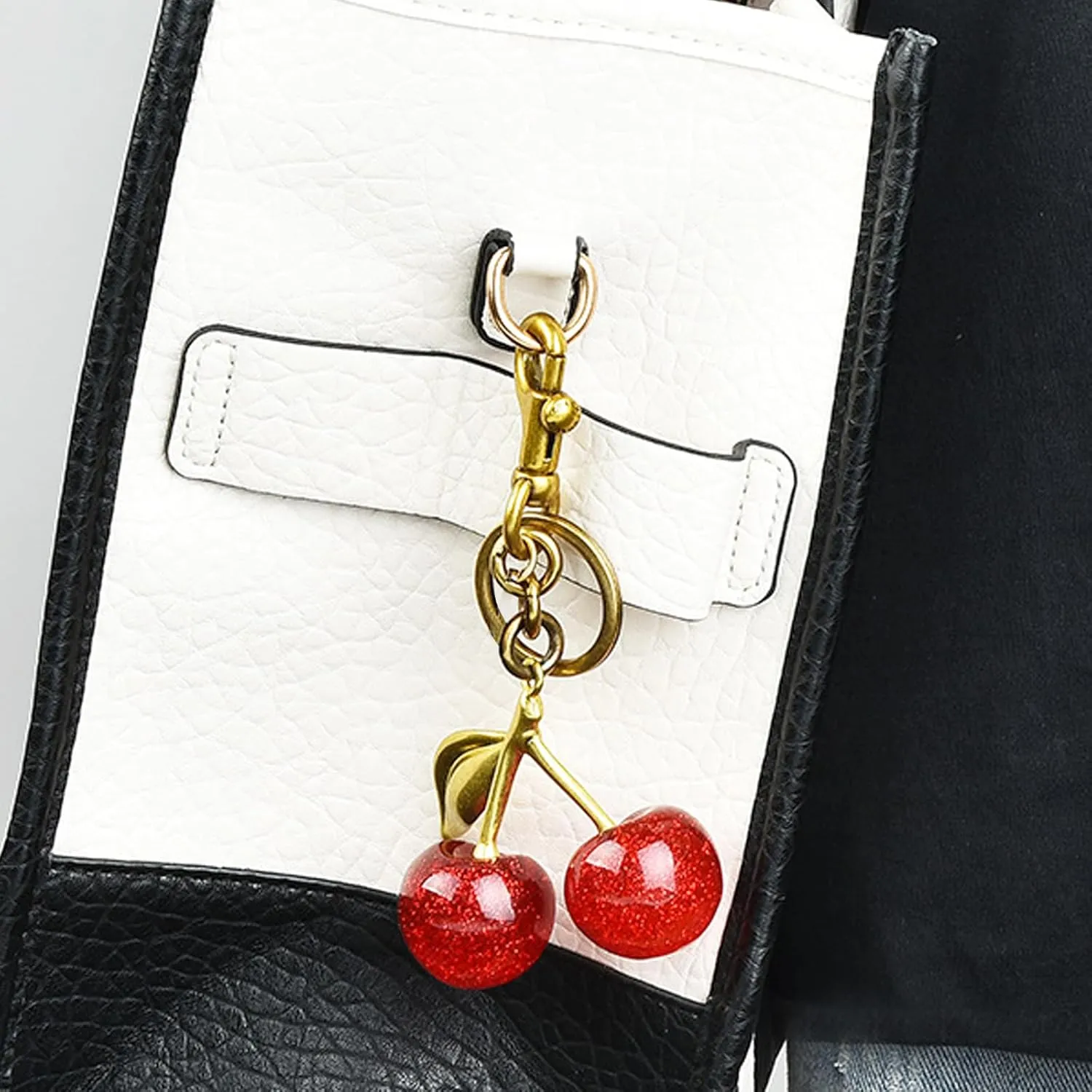 COOLANS 2 pairs Cherry Keychain Bag Charms,Car Key Ring Charm,Cute Novelty Keychains,Handbag Purse Key chains for Woman