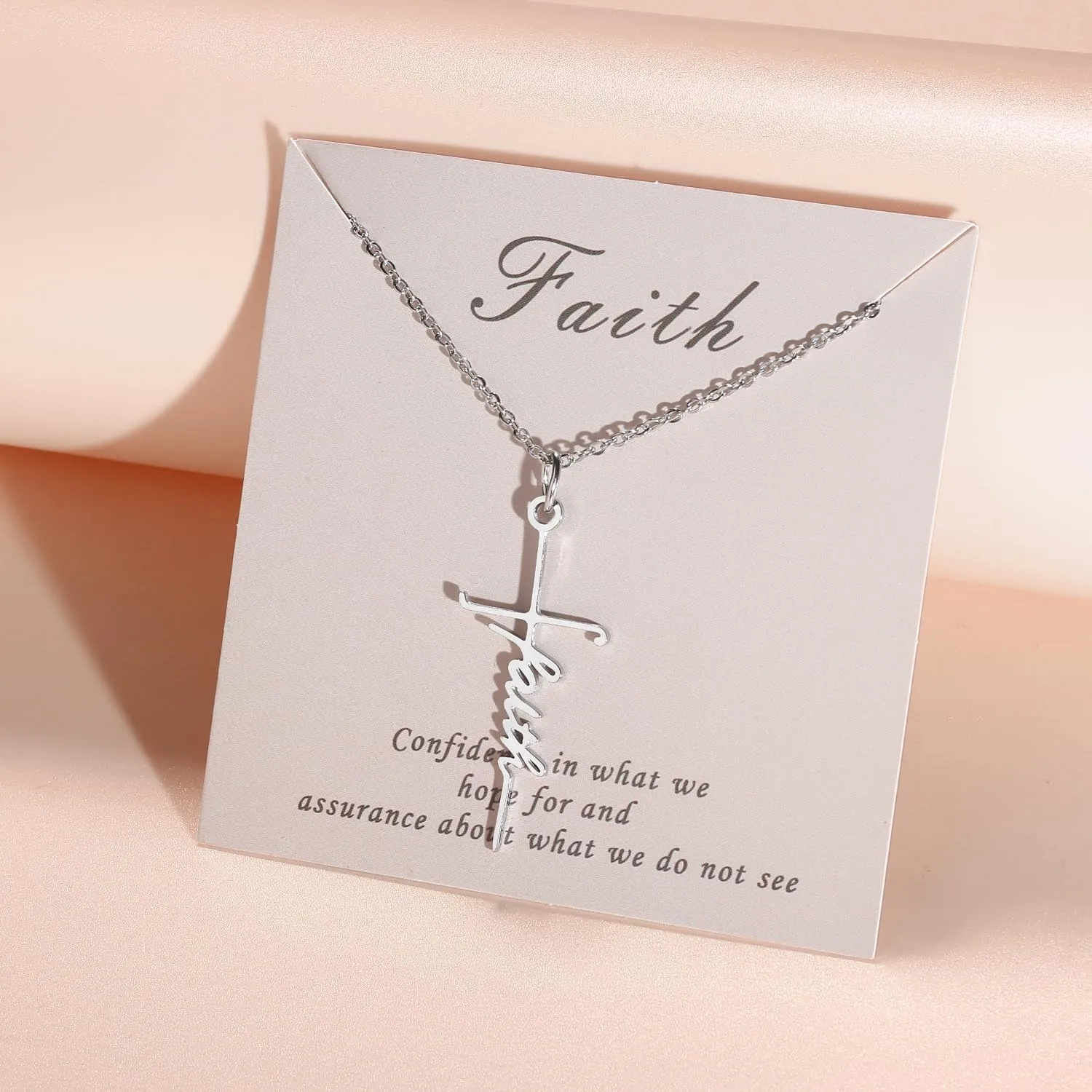 COTATI Faith Cross Necklace Jewelry for Women Silver Jesus Christian Pendant Necklaces Gifts for Mom