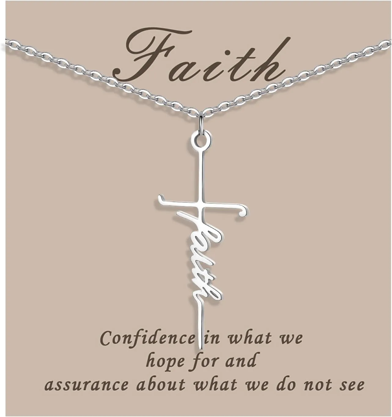COTATI Faith Cross Necklace Jewelry for Women Silver Jesus Christian Pendant Necklaces Gifts for Mom