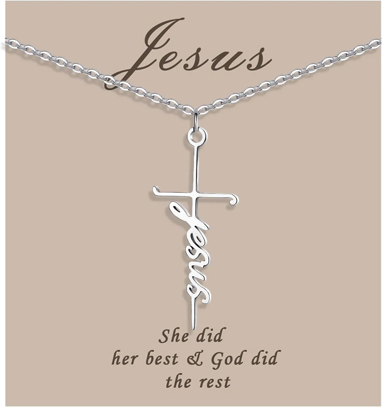 COTATI Faith Cross Necklace Jewelry for Women Silver Jesus Christian Pendant Necklaces Gifts for Mom