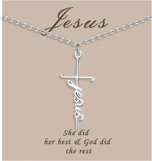 COTATI Faith Cross Necklace Jewelry for Women Silver Jesus Christian Pendant Necklaces Gifts for Mom