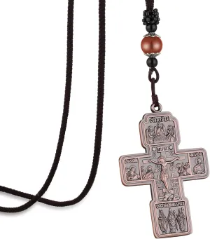 COTTVOTT Russian Orthodox Jesus Cross Pendant Necklaces Men Women Religious Prayer Crucifix Church Necklace