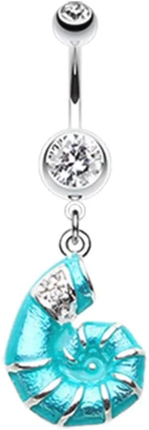 Covet Jewelry Vibrant Nautilus Seashell Belly Button Ring