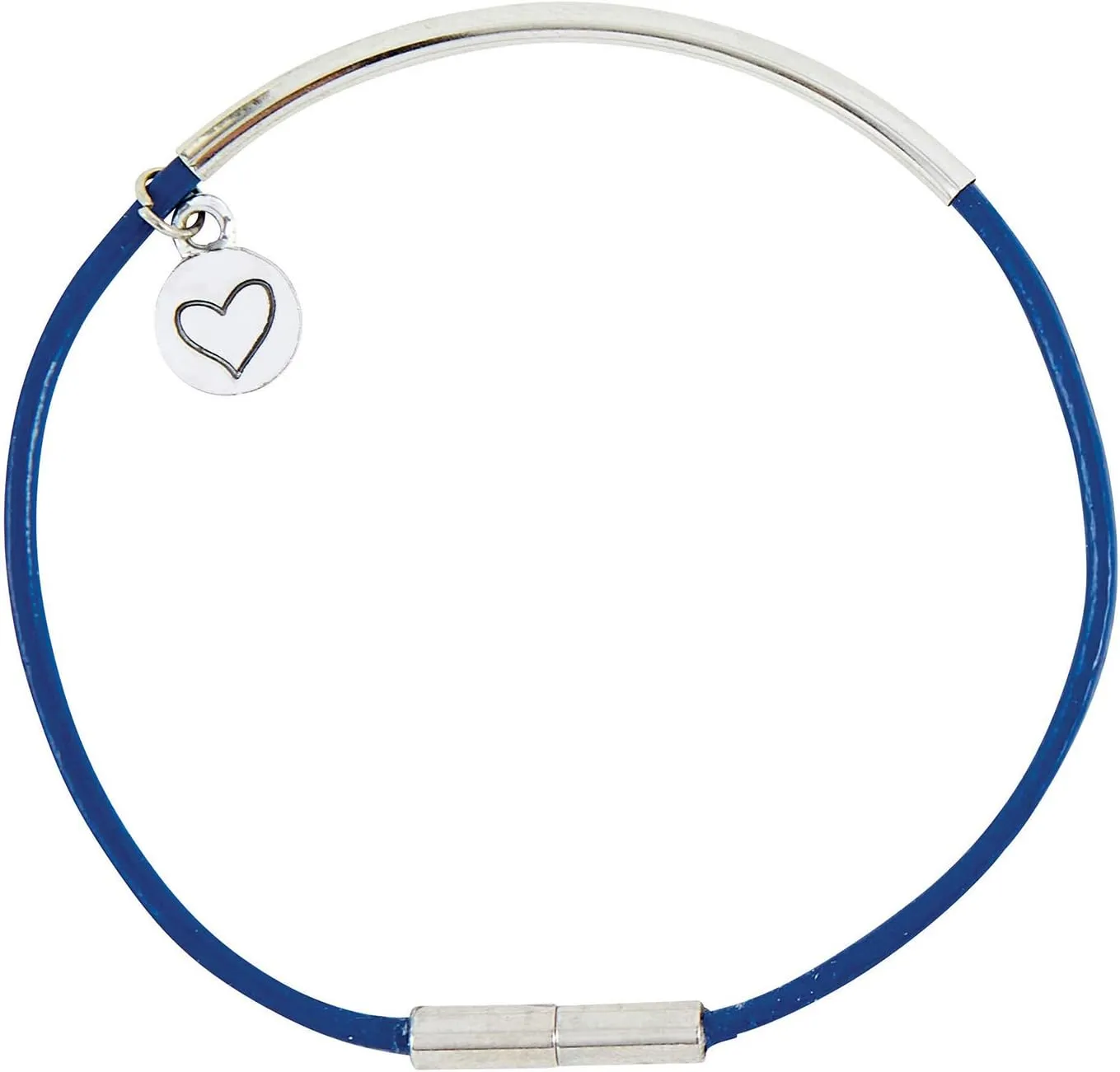 Creative Brands Faithworks - Thought Keepers Leather Bracelet with Magnetic Clasp, 7.5-Inch, Blue-Silver