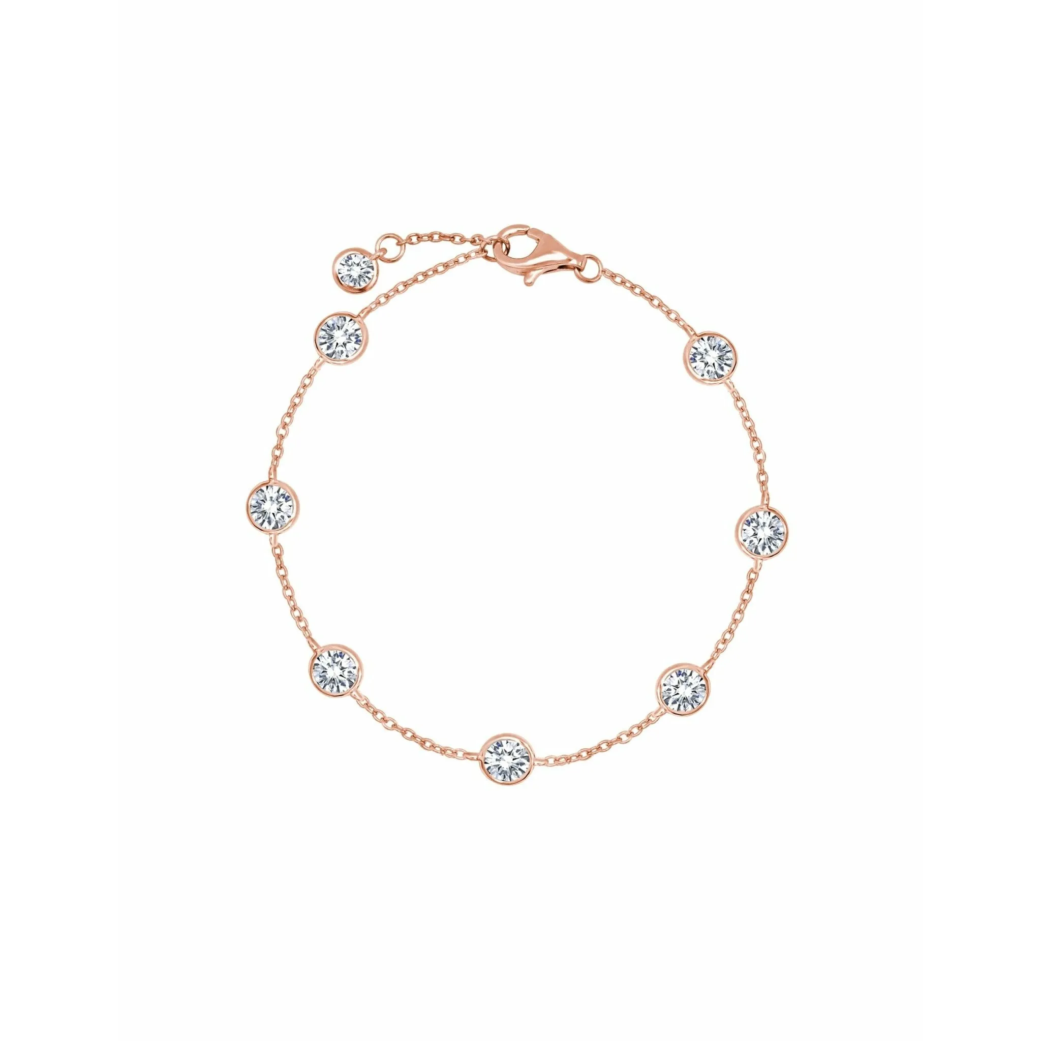 CRISLU Large Bezel Station Anklet Finished in 18kt Rose Gold