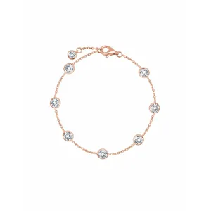 CRISLU Large Bezel Station Anklet Finished in 18kt Rose Gold