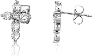 Cross Earrings 14K Gold Plated Dainty Mens Cross Stud Earrings Cubic Zirconia Religious Earring Studs for Men