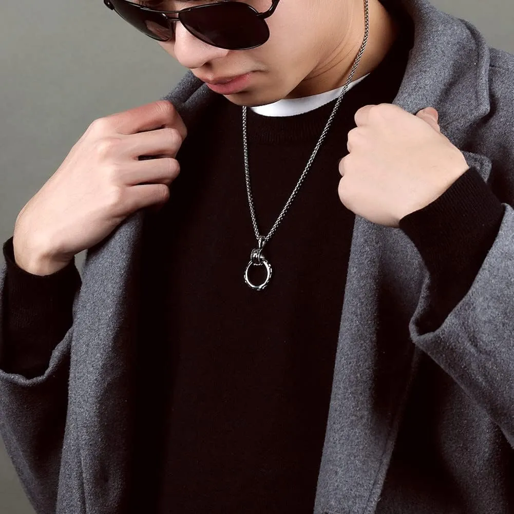 Cross Eternal Ring Pendant Necklace Stainless Steel Pendant Necklace for Men Women Best Friend Necklaces