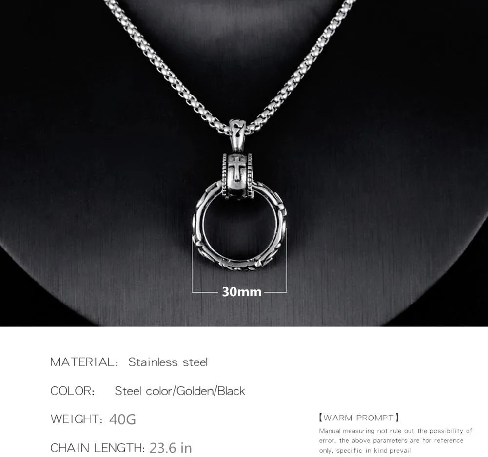 Cross Eternal Ring Pendant Necklace Stainless Steel Pendant Necklace for Men Women Best Friend Necklaces
