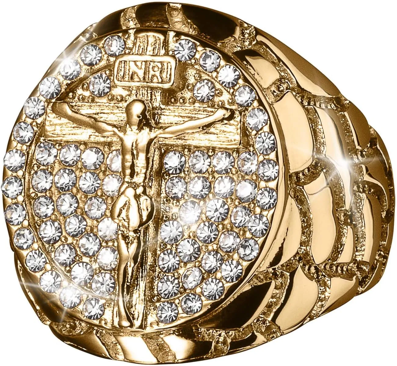 Cross Jesus Faith Men's Ring 1 Cttw Real Diamond in 10K 14K 18K Solid Gold Rings(G-H color, I2-I3 clarity)