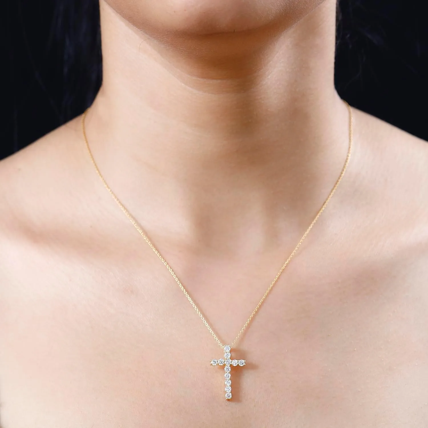 Cross Necklace for Women 925 Sterling Silver Cubic Zirconia Cross Crucifix Pendant Necklace Simple Dainty Necklace Anniversary Birthday for Women 18 Inch