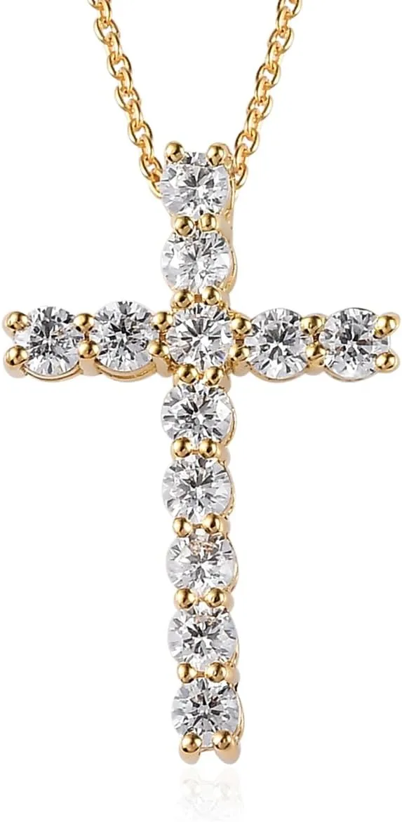 Cross Necklace for Women 925 Sterling Silver Cubic Zirconia Cross Crucifix Pendant Necklace Simple Dainty Necklace Anniversary Birthday for Women 18 Inch