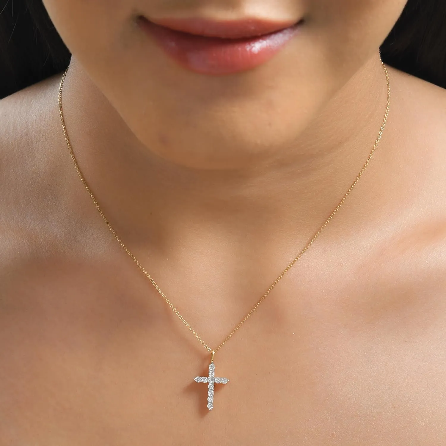 Cross Necklace for Women 925 Sterling Silver Cubic Zirconia Cross Crucifix Pendant Necklace Simple Dainty Necklace Anniversary Birthday for Women 18 Inch