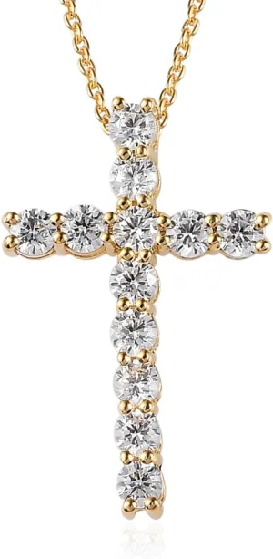 Cross Necklace for Women 925 Sterling Silver Cubic Zirconia Cross Crucifix Pendant Necklace Simple Dainty Necklace Anniversary Birthday for Women 18 Inch