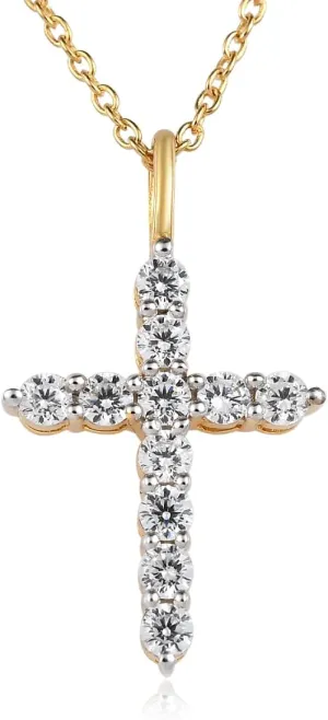 Cross Necklace for Women 925 Sterling Silver Cubic Zirconia Cross Crucifix Pendant Necklace Simple Dainty Necklace Anniversary Birthday for Women 18 Inch