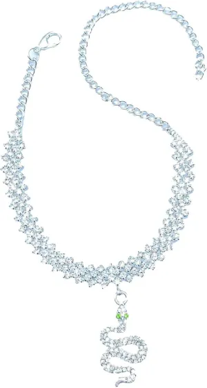 Crystal Anklet for Women 7.1 3.9 Inch Extendable Chain with Sparkling Zircon,Adjustable Snake Dangle Anklet Jewelry for Summer Beach Party/Bridal/Gift