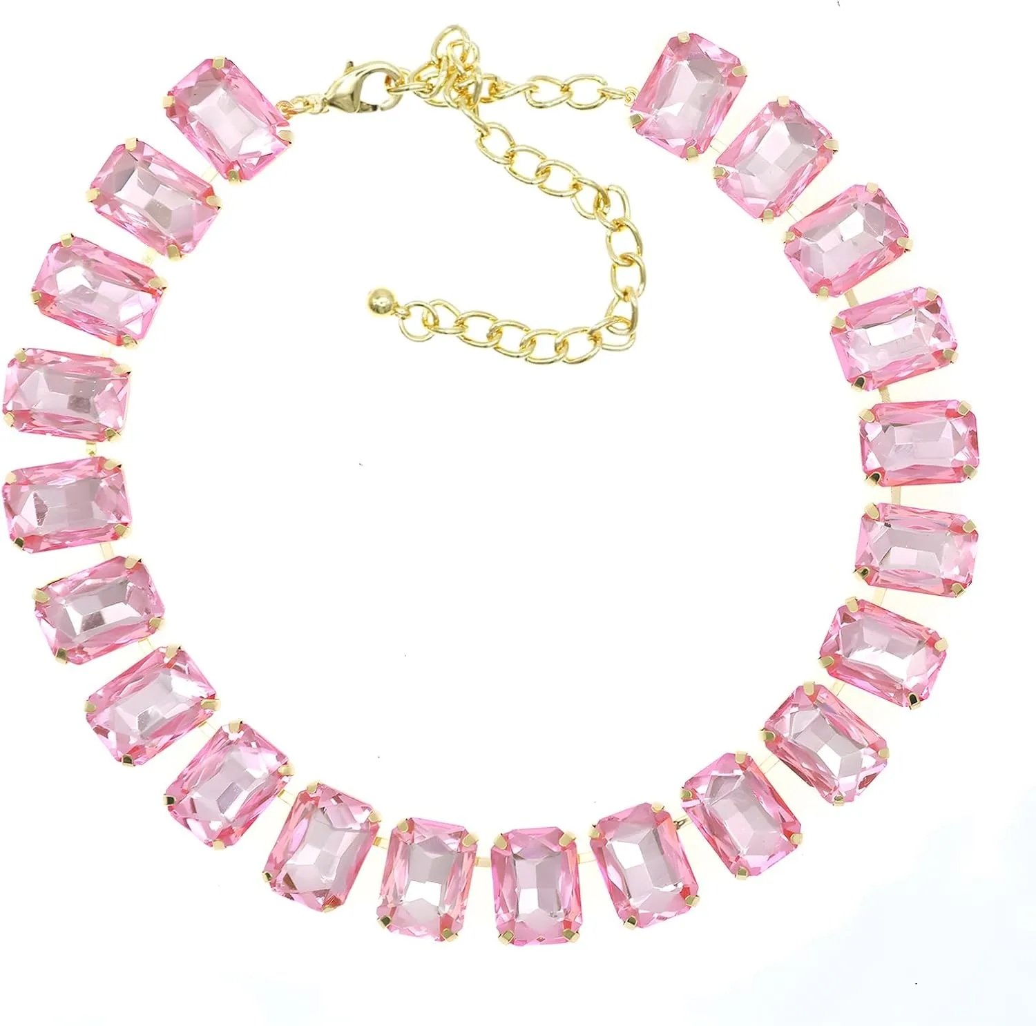 Crystal Rhinestone Choker Collar Necklace For Women Emerald Statement Piece Sparkly Colorful Crystal Neck Gold Chain Necklace