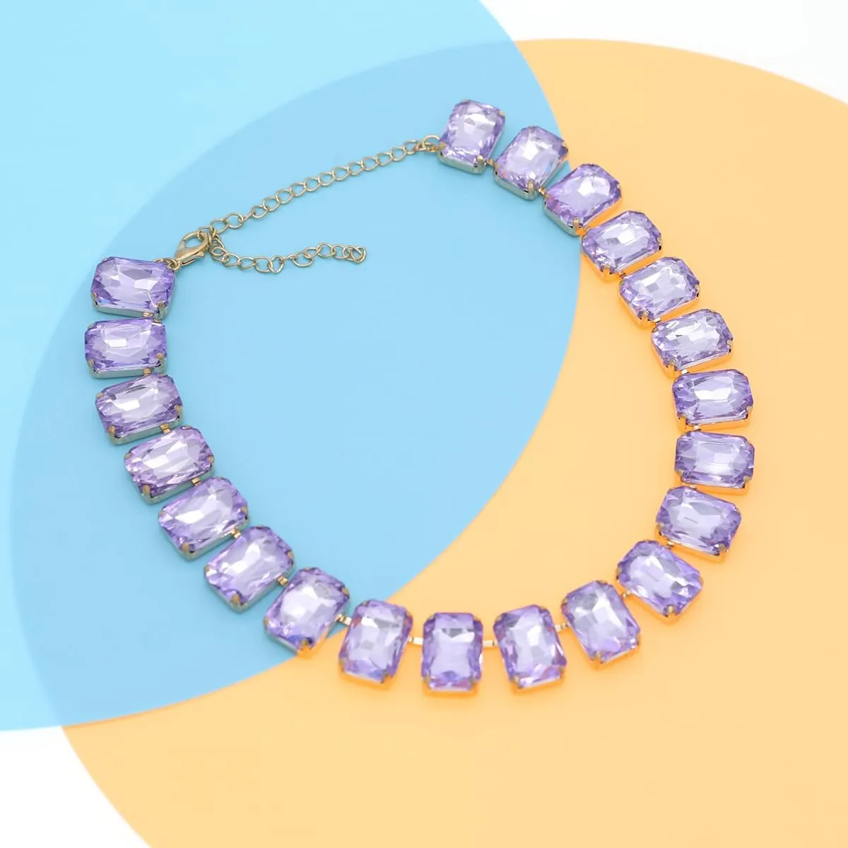 Crystal Rhinestone Choker Collar Necklace For Women Emerald Statement Piece Sparkly Colorful Crystal Neck Gold Chain Necklace