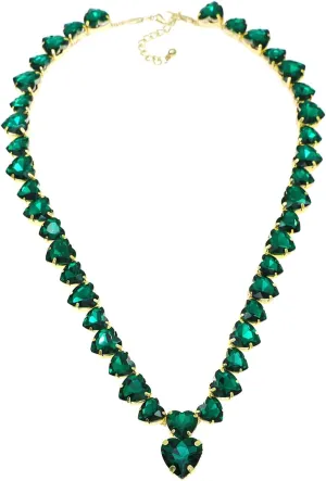Crystal Rhinestone Choker Collar Necklace For Women Emerald Statement Piece Sparkly Colorful Crystal Neck Gold Chain Necklace