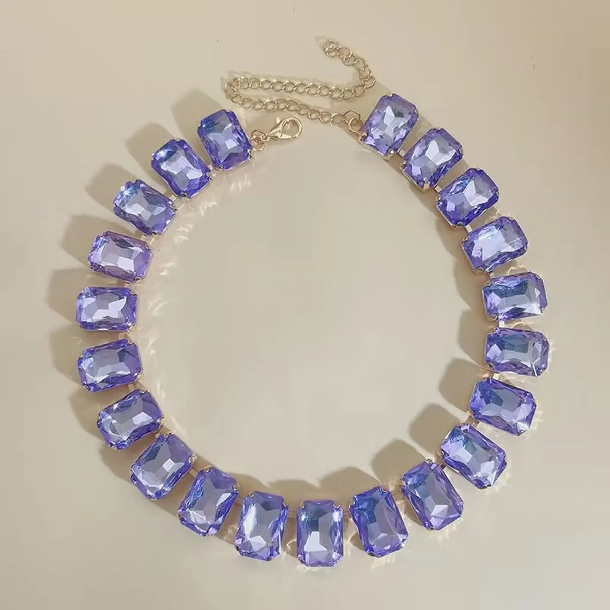 Crystal Rhinestone Choker Collar Necklace For Women Emerald Statement Piece Sparkly Colorful Crystal Neck Gold Chain Necklace