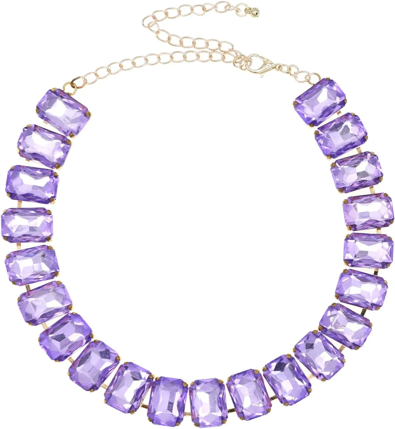 Crystal Rhinestone Choker Collar Necklace For Women Emerald Statement Piece Sparkly Colorful Crystal Neck Gold Chain Necklace