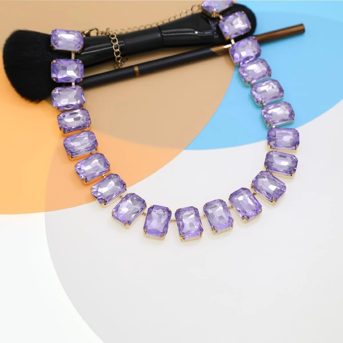 Crystal Rhinestone Choker Collar Necklace For Women Emerald Statement Piece Sparkly Colorful Crystal Neck Gold Chain Necklace