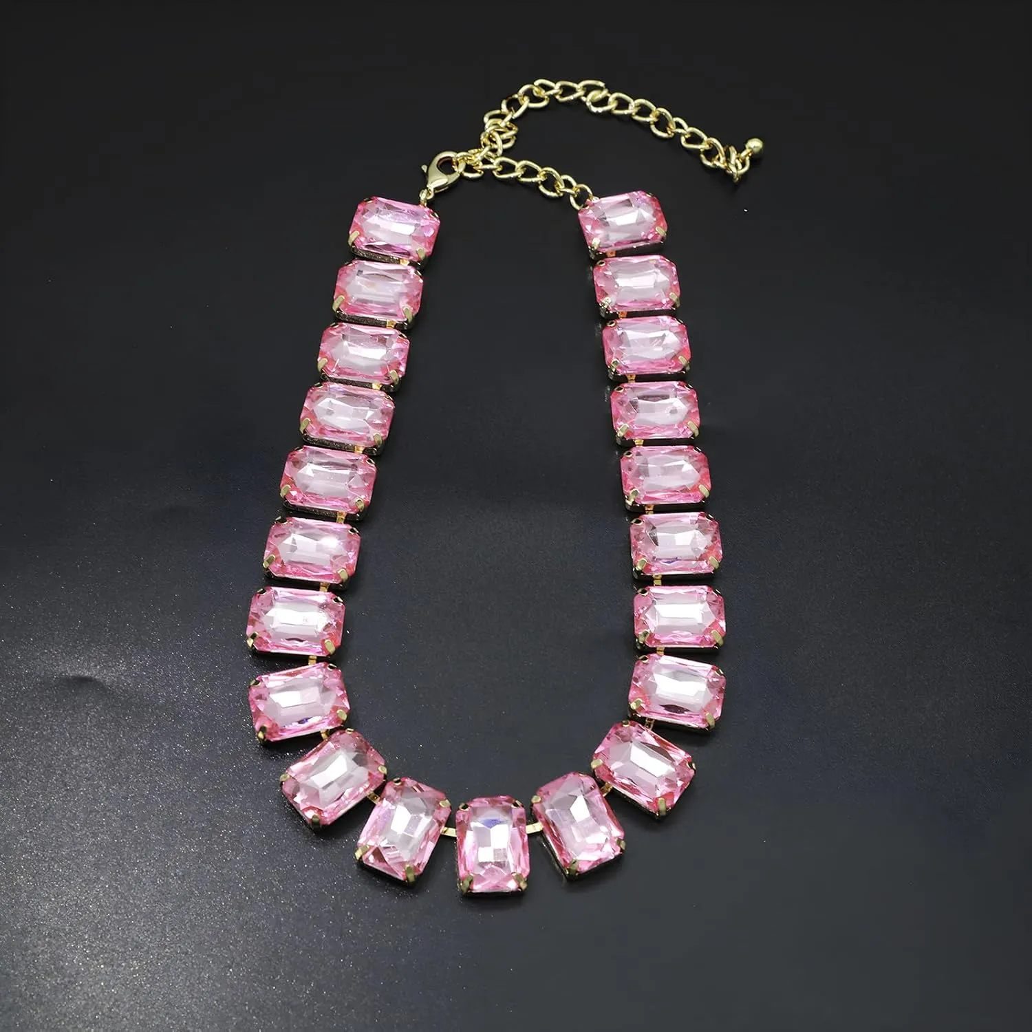 Crystal Rhinestone Choker Collar Necklace For Women Emerald Statement Piece Sparkly Colorful Crystal Neck Gold Chain Necklace