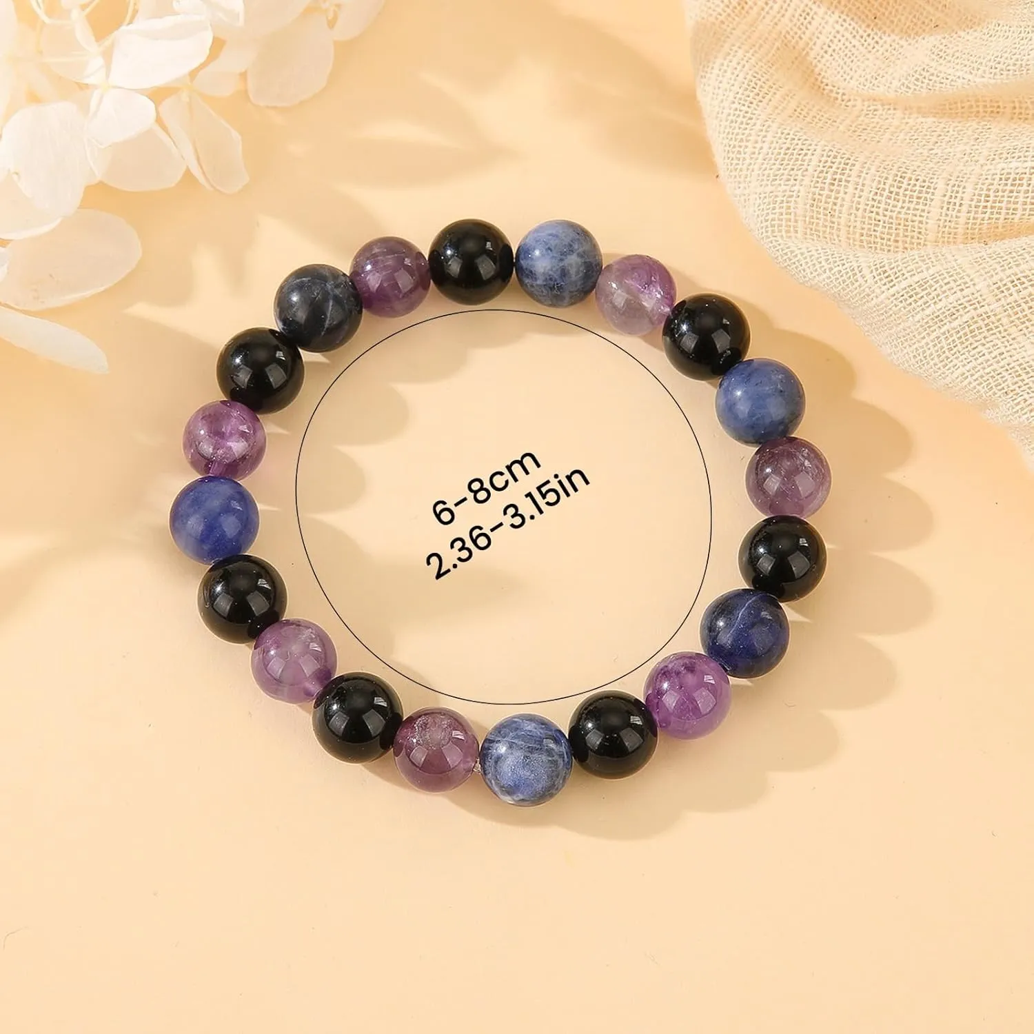 Crystal Vibe Empowerment Bracelet  Strength & Confidence Bracelet  Amethyst, Black Obsidian & Sodalite Crystal Bracelet - 10mm Beaded Bracelets For Men Women  Adjustable Size