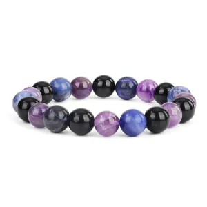 Crystal Vibe Empowerment Bracelet  Strength & Confidence Bracelet  Amethyst, Black Obsidian & Sodalite Crystal Bracelet - 10mm Beaded Bracelets For Men Women  Adjustable Size