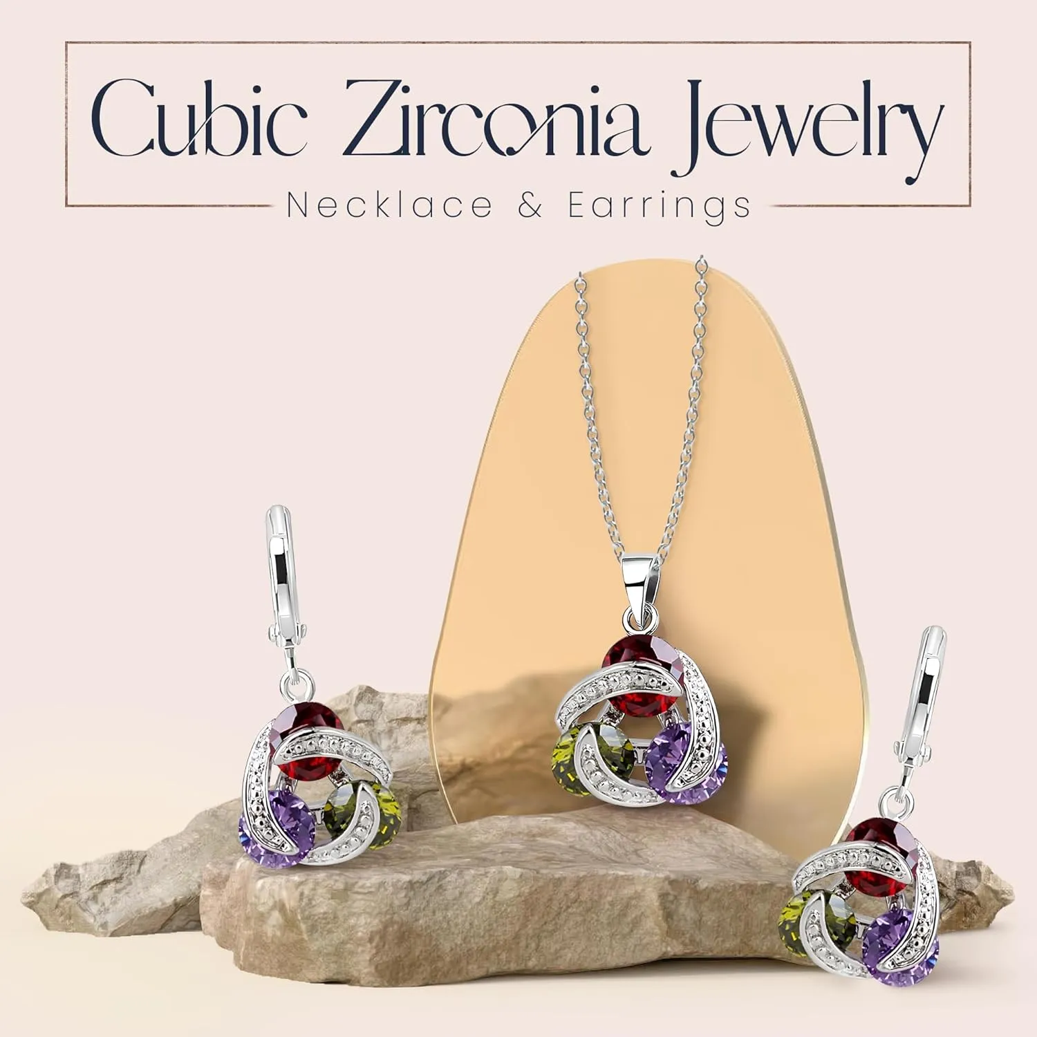 Crystalline Azuria Jewelry Sets For Women Wedding Bridal Jewelry Set With Necklace And Earring For Bride Cubic Zirconia Bridesmaid Jewelry