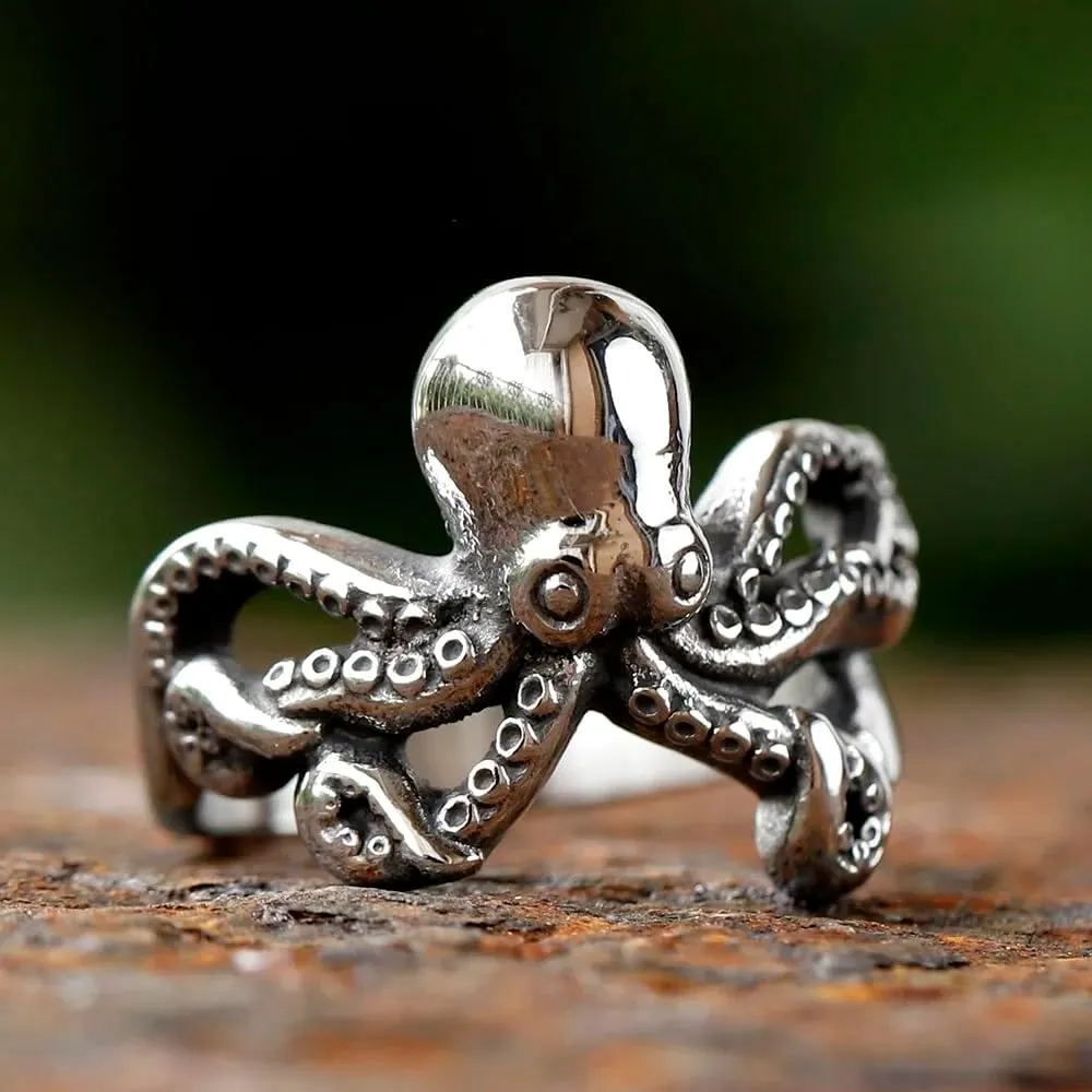 Cthulhu Stainless Steel Ring | Tentacle Octopus Sea Moster Ring | Unique Devil-Themed Jewelry