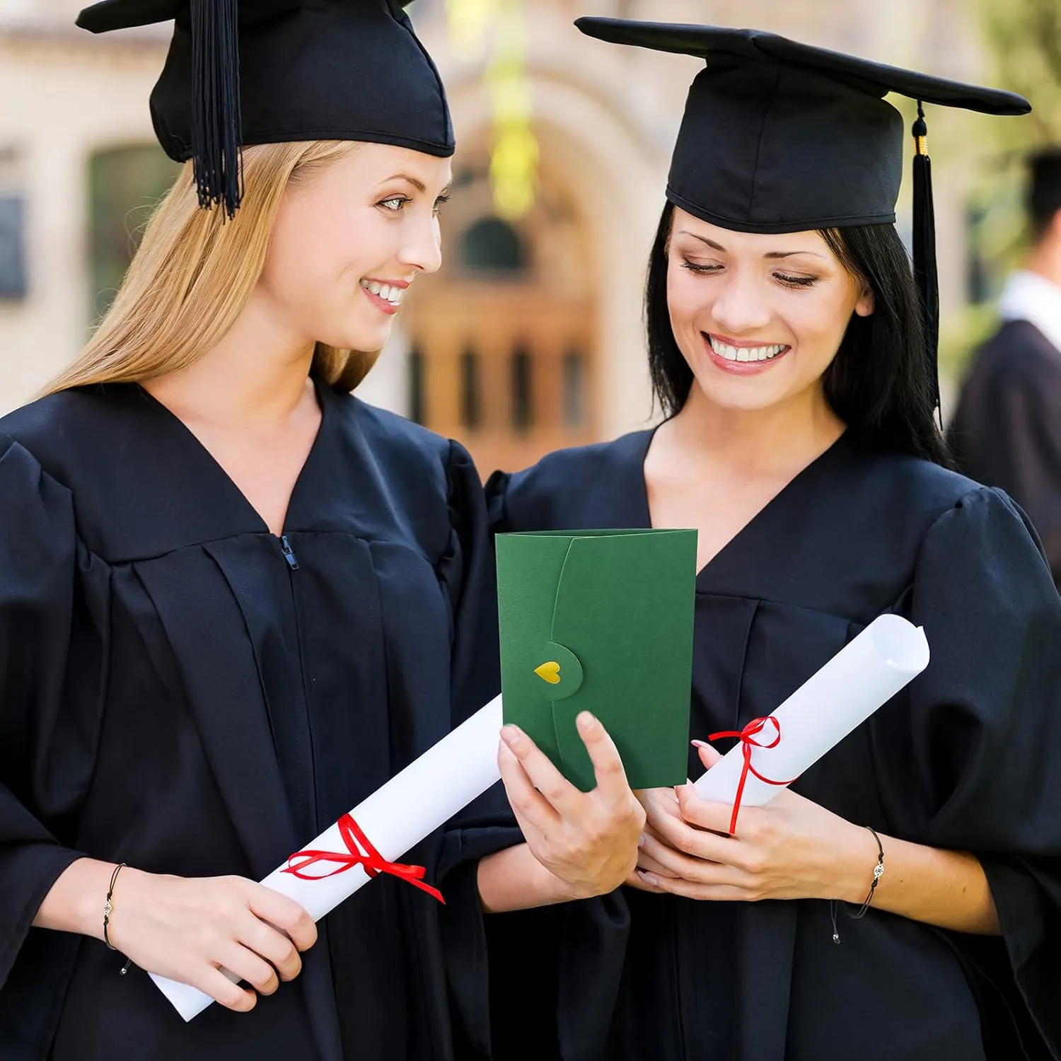 Cunno 12 Sets 2025 Graduation Gifts for Her Him Include 12 Compass Bracelet 12 Graduation Keychain 12 Kraft Envelopes