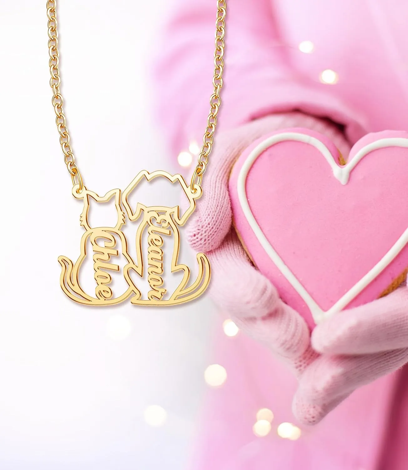 Custom Dog Name Necklace Personalized Nameplate Cat Pet Memorial Keepsake Pendant Necklaces for Women Men