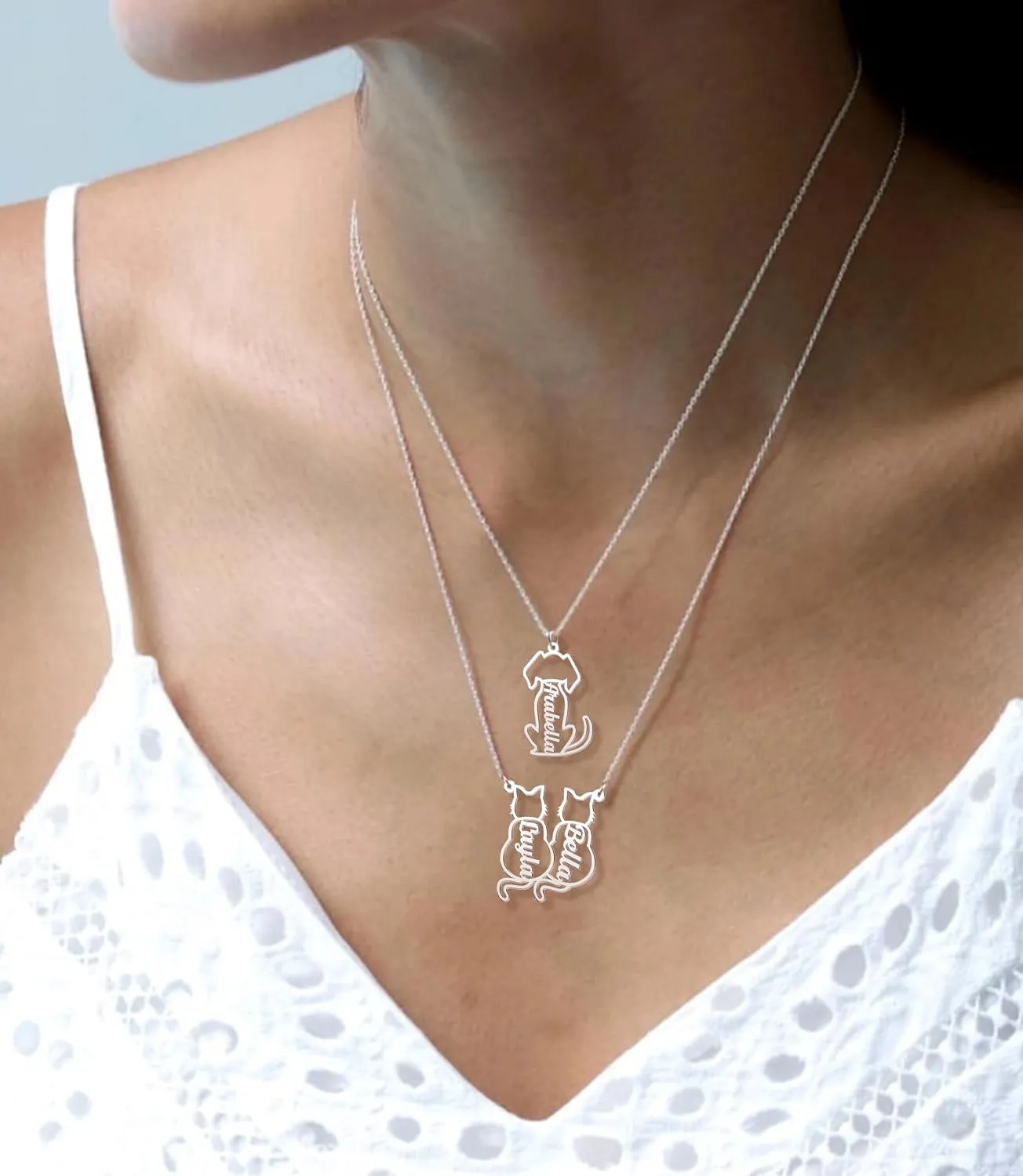 Custom Dog Name Necklace Personalized Nameplate Cat Pet Memorial Keepsake Pendant Necklaces for Women Men