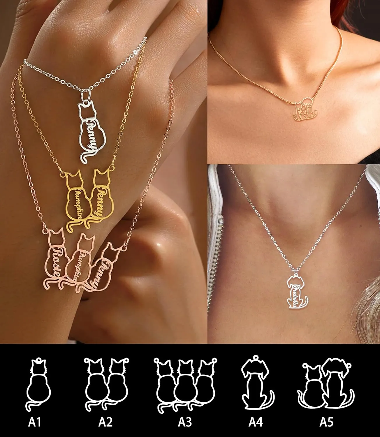 Custom Dog Name Necklace Personalized Nameplate Cat Pet Memorial Keepsake Pendant Necklaces for Women Men