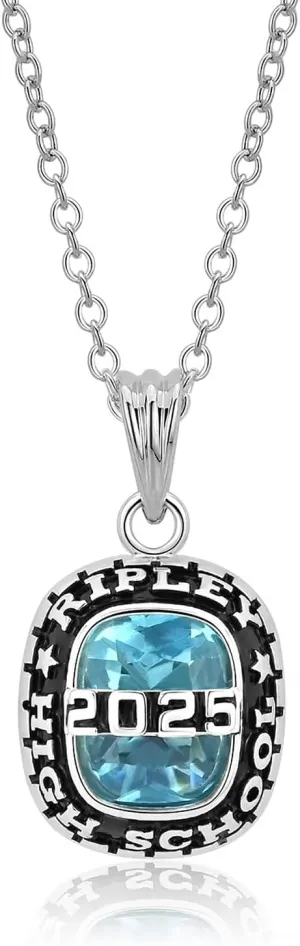 Custom Graduation Necklace - Personalized Sterling Silver Birthstone Necklace for Women & Men