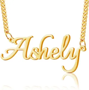 Custom Name Necklace Personalized - 18K Gold Plated Customized Name Plate Necklaces Gifts for Women Girls