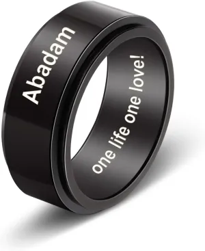 Custom Rotating Rings for Men, Stainless Steel Rotatable Band Rings, Personalized Friendship Ring Customized Couple Fidget Ring Engagement Ring Jewelry