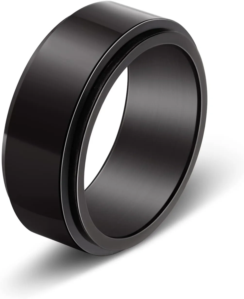 Custom Rotating Rings for Men, Stainless Steel Rotatable Band Rings, Personalized Friendship Ring Customized Couple Fidget Ring Engagement Ring Jewelry