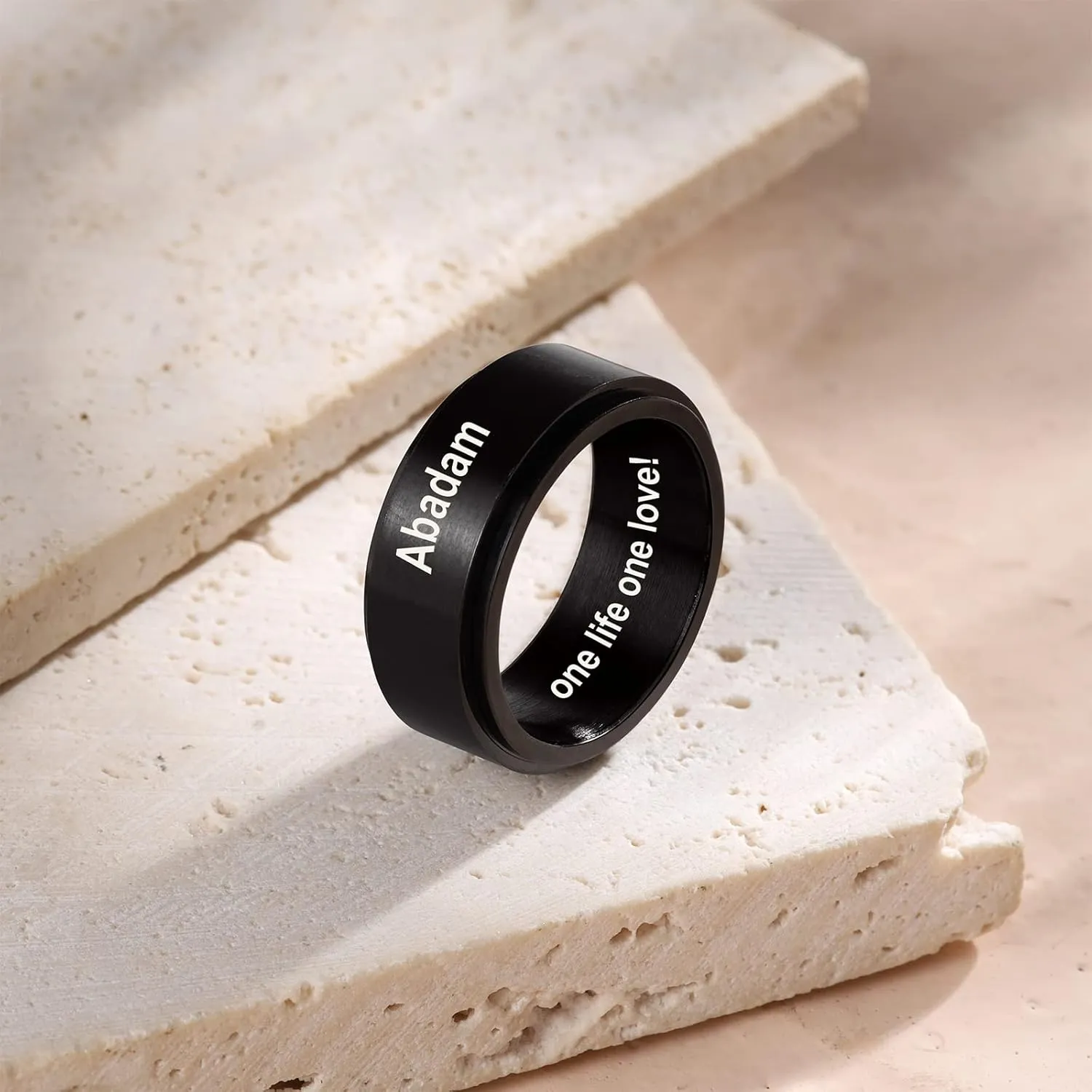 Custom Rotating Rings for Men, Stainless Steel Rotatable Band Rings, Personalized Friendship Ring Customized Couple Fidget Ring Engagement Ring Jewelry